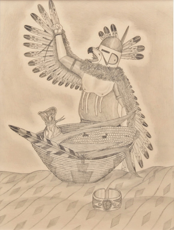 Eagle Kachina and basket