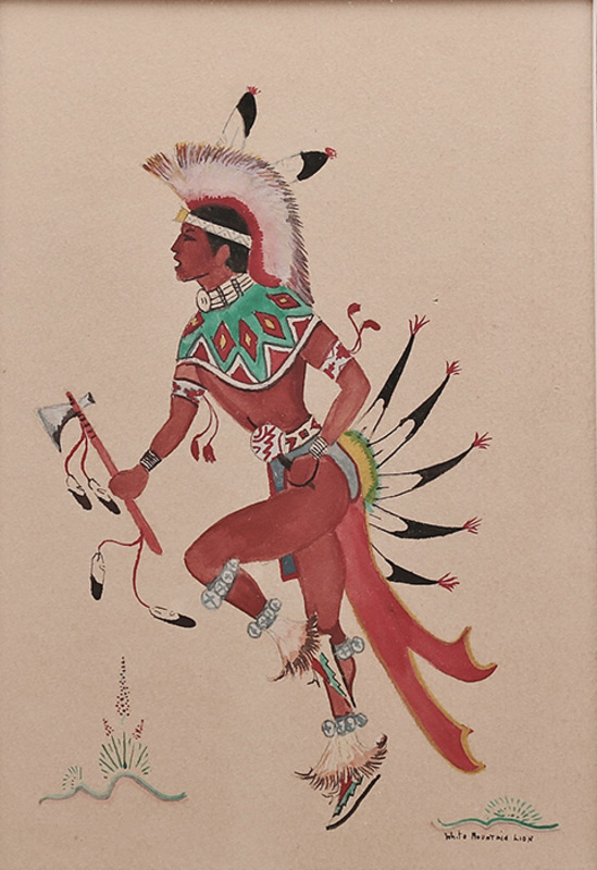 Traditional dancer with hatchet