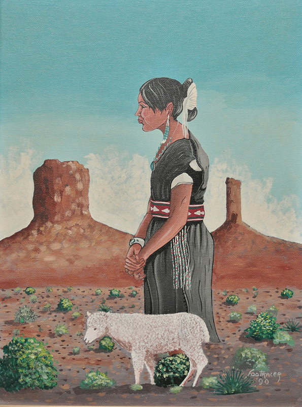 Navajo girl with lamb