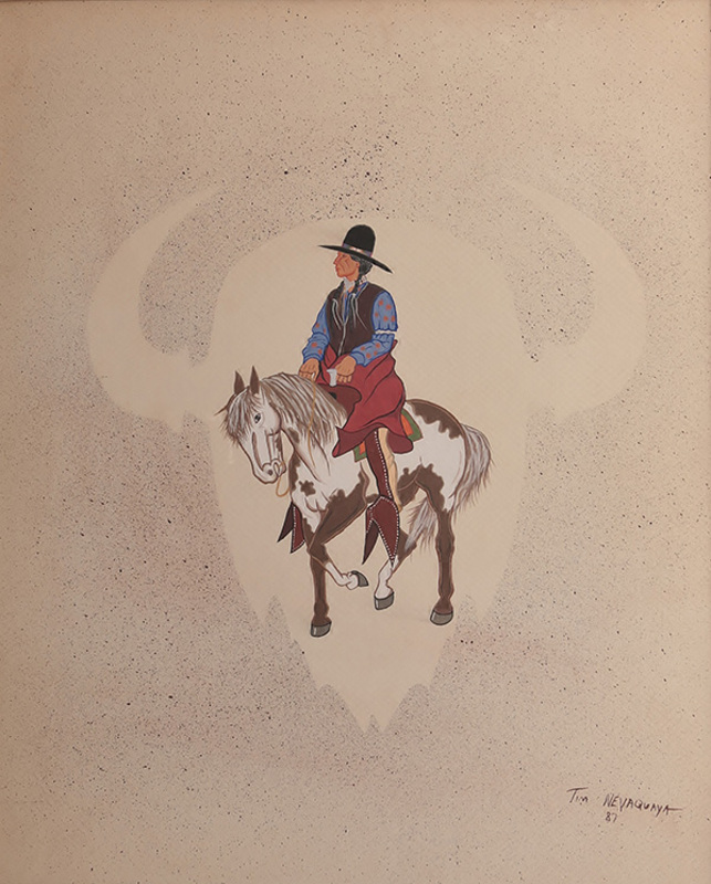 Comanche man riding horse