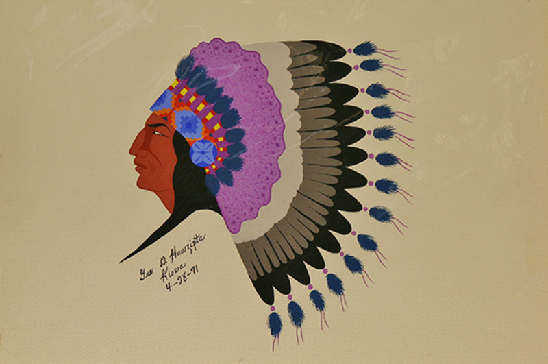 Profile of man in headdress