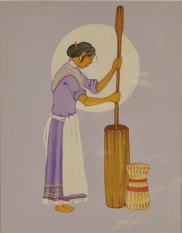 Choctaw woman grinding corn